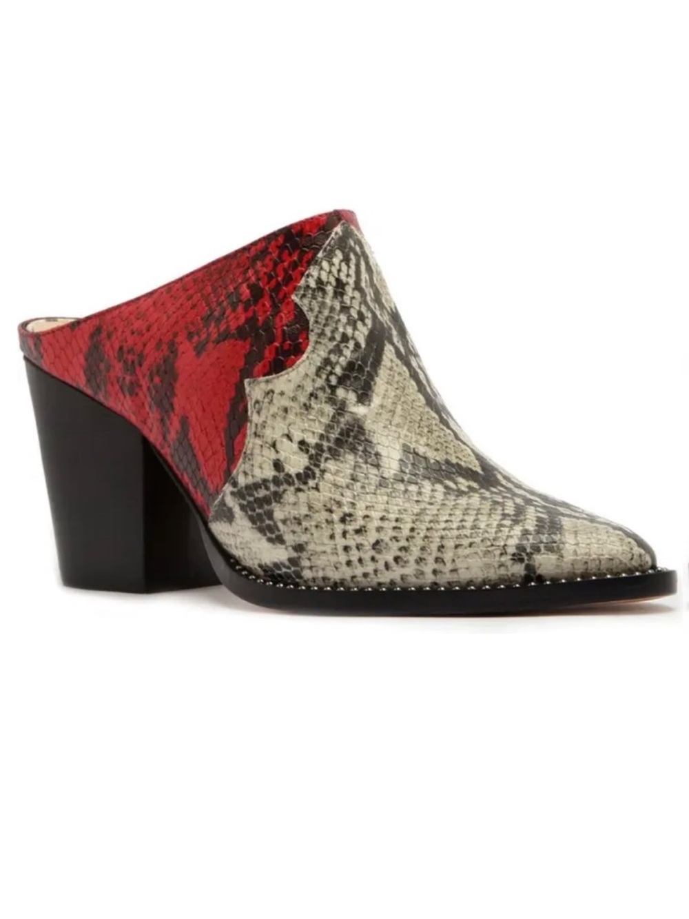 Schutz Destiny Snakeskin Heeled Mule SZ 8